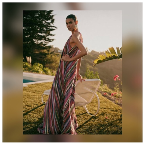 Badgley Mischka Halter Striped Gown - Picture 4 of 4